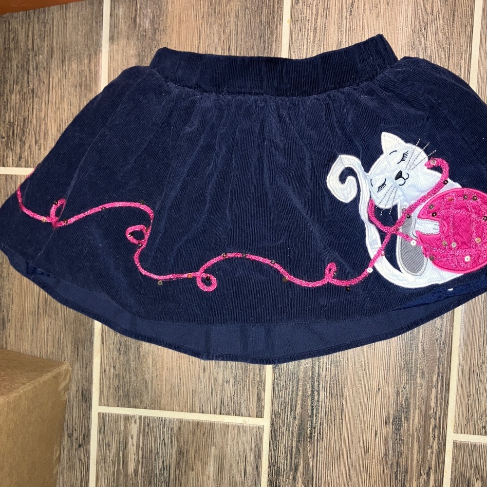 TJX BUBBLE SKIRT Navy Blue Cat Embroidered Vintage